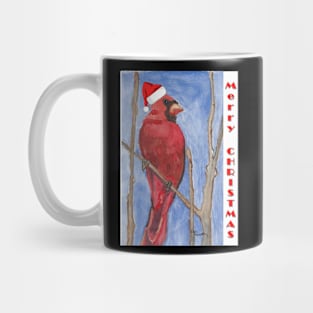 Red Watercolor Cardinal Merry Christmas Design Mug